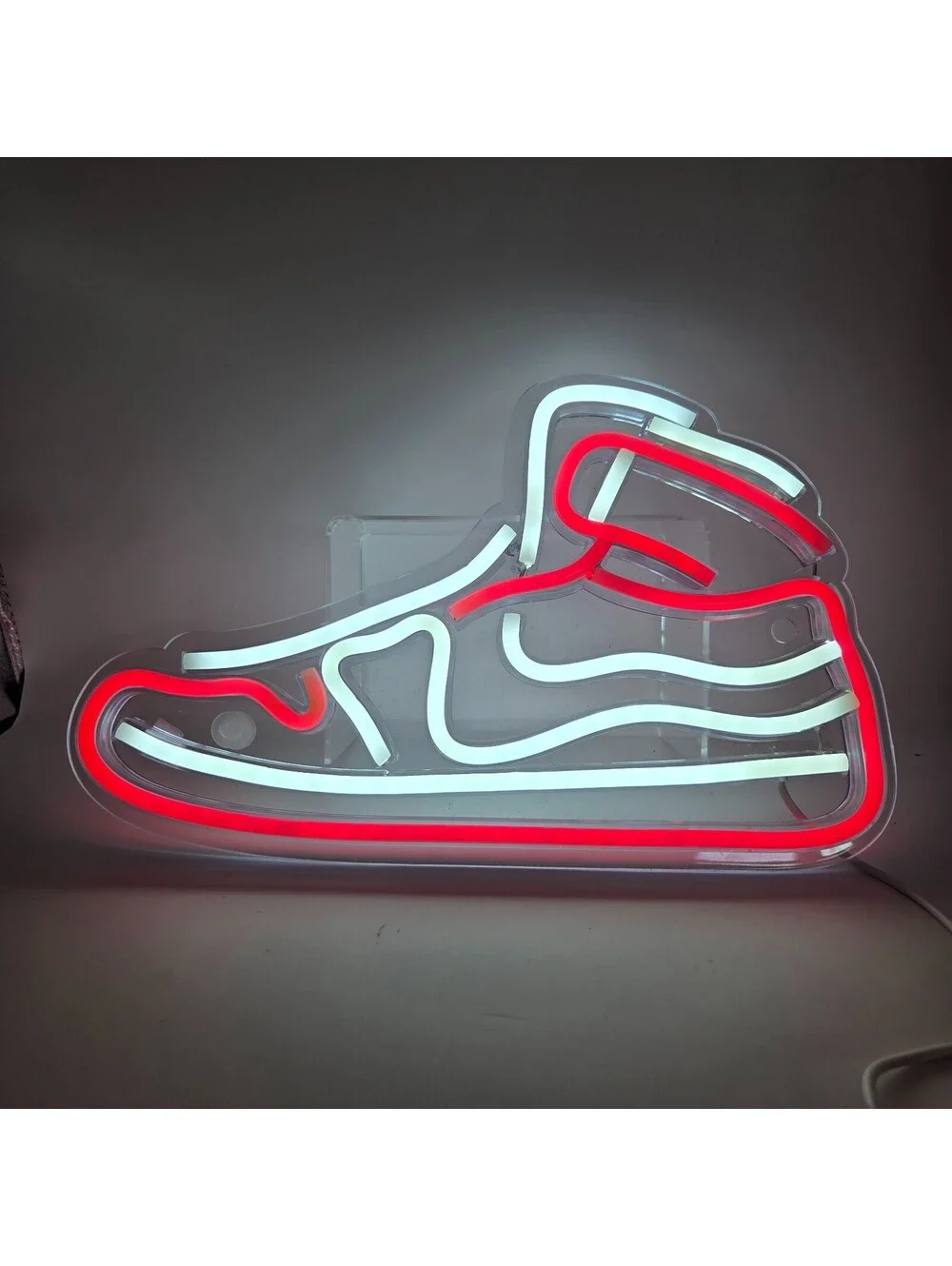 Sneaker LED Neon Sign USB Light Red White Shoe Wall Decor 12” Tested Working